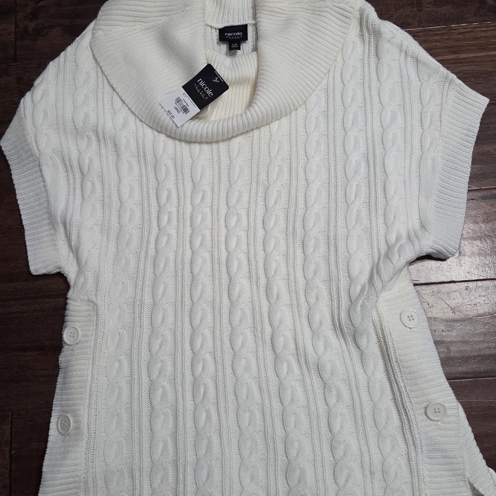Nicole Ivory Cable Knit Turtleneck Sweater